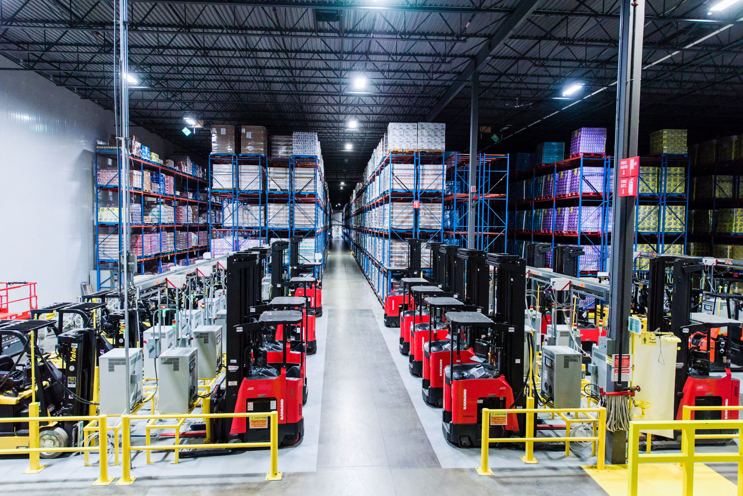 Intelligent machinery sitting in a warehouse
